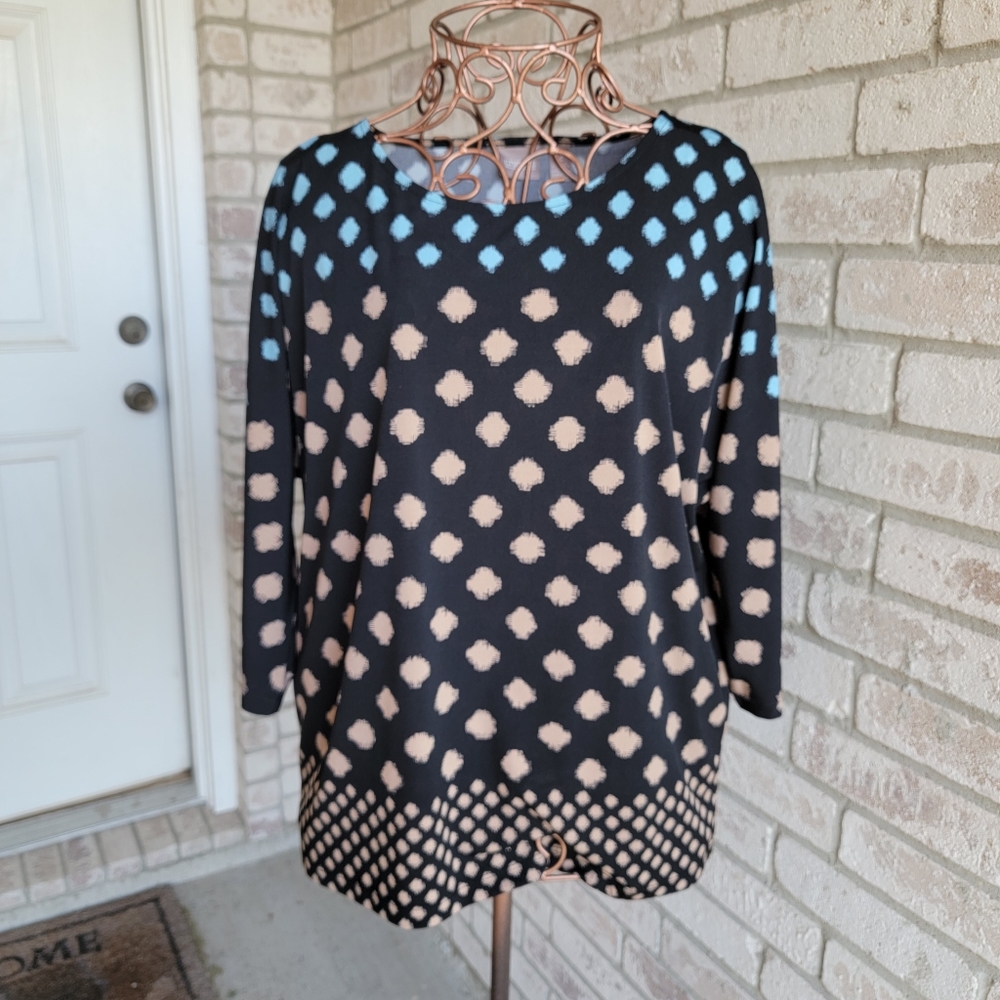 Chico's Split Sleeve Pullover Top Women's Size 2 (L/12)